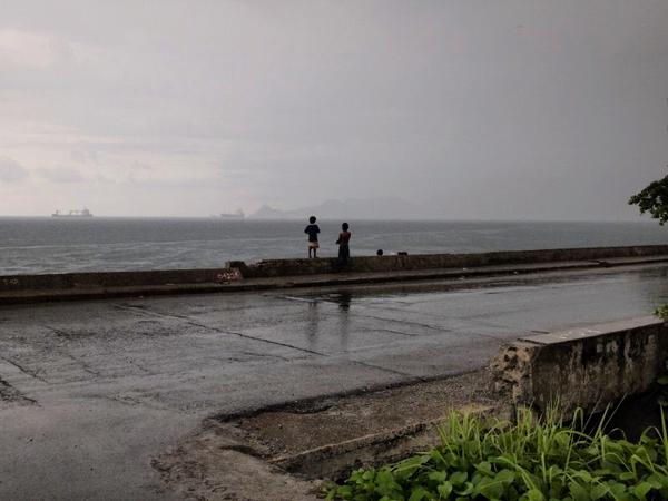 The usual road to the school, work, the market, going east. In front of the US Embassy.