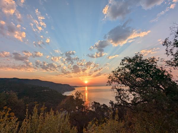 riding on the bike along the Costa Brava.