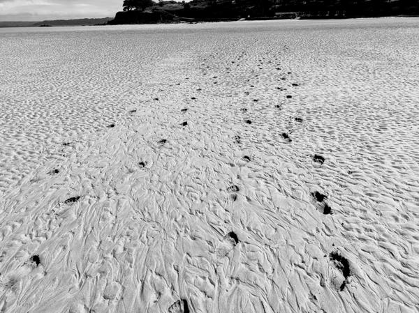 leaving our footsteps in the sand. Locquirec. The tide will erase these memories.