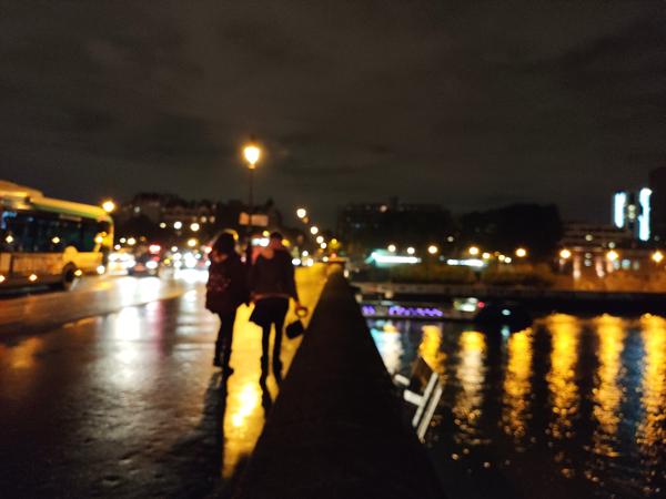 We were coming back from an event, crossing the Seine near Gare de Lyon. Winter time and raining.