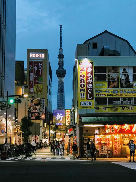 The old, the new (or old?), a random street in Tokyo.